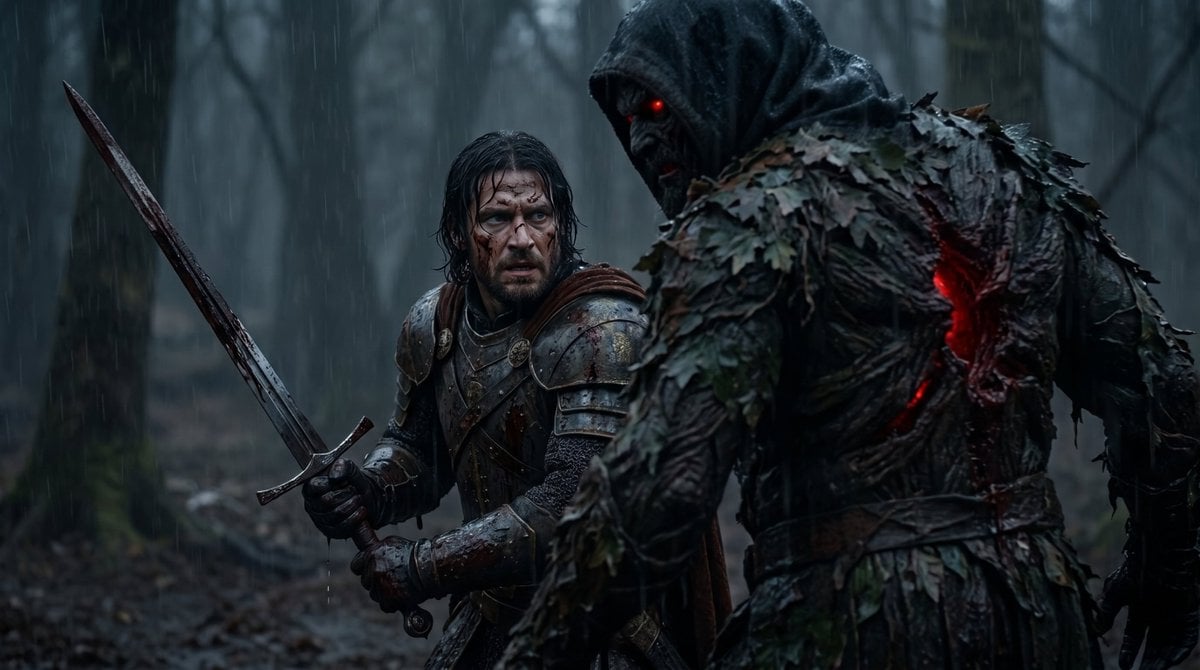 Battle-Worn Knight vs Forest Wraith