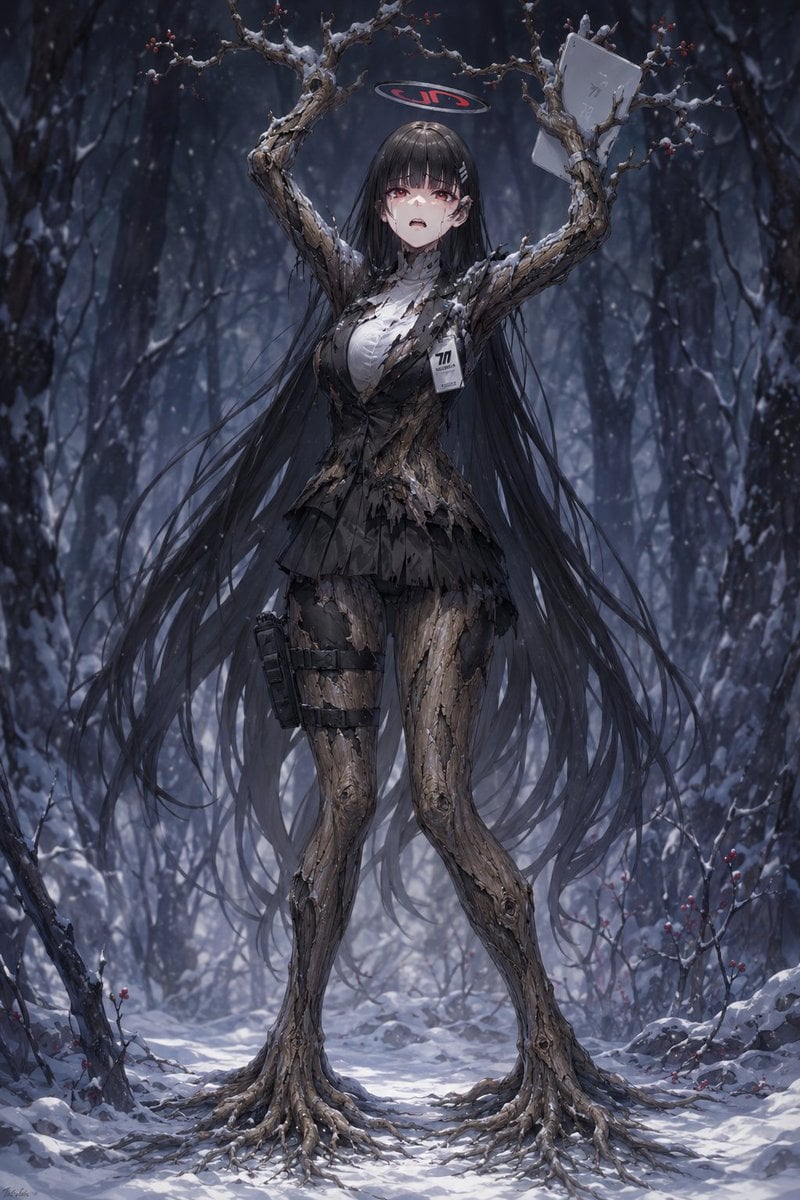 Snow Forest Tree Girl