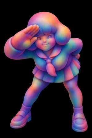 Rainbow Chibi Schoolgirl Figurine