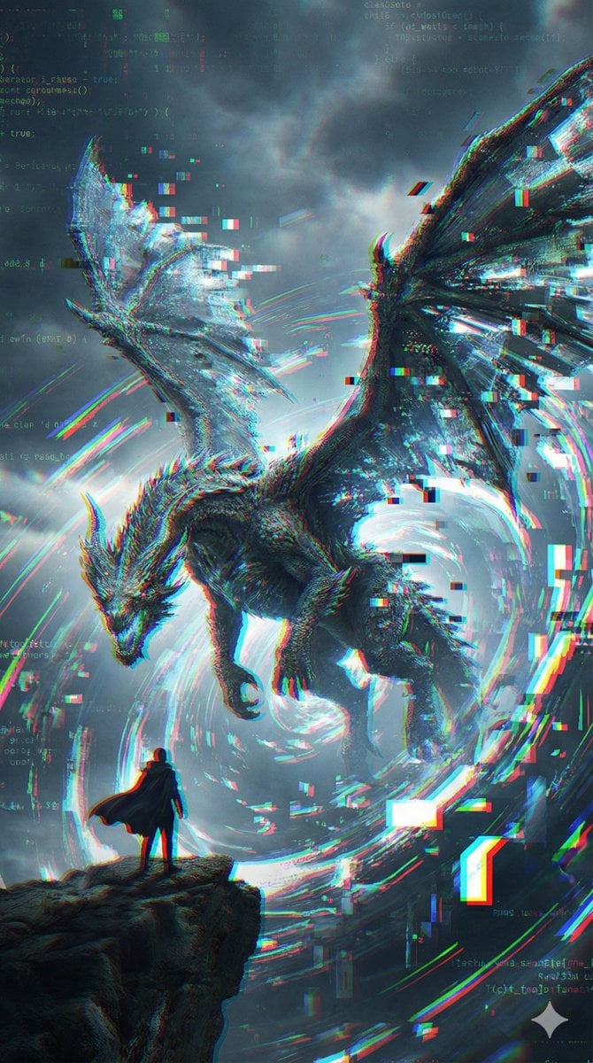 Glitch Storm Dragon Prompt
