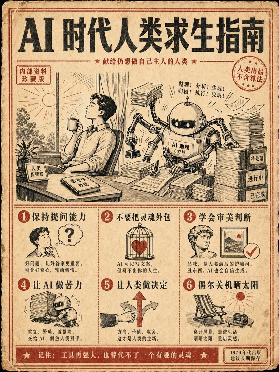 Retro AI Survival Guide Poster