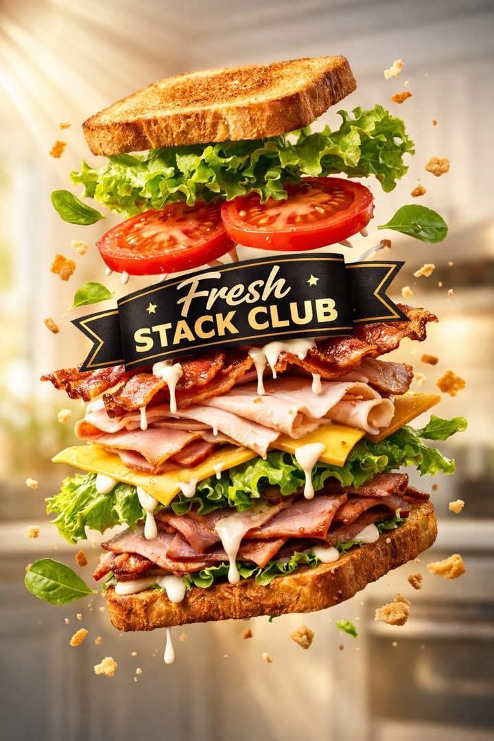 Exploded Tilt View Sandwich Product Photography