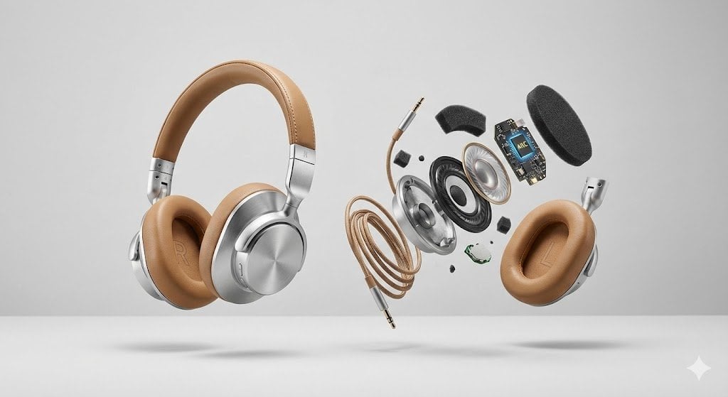 Advertising Visual Prompt: High-End Headphone Product Shot