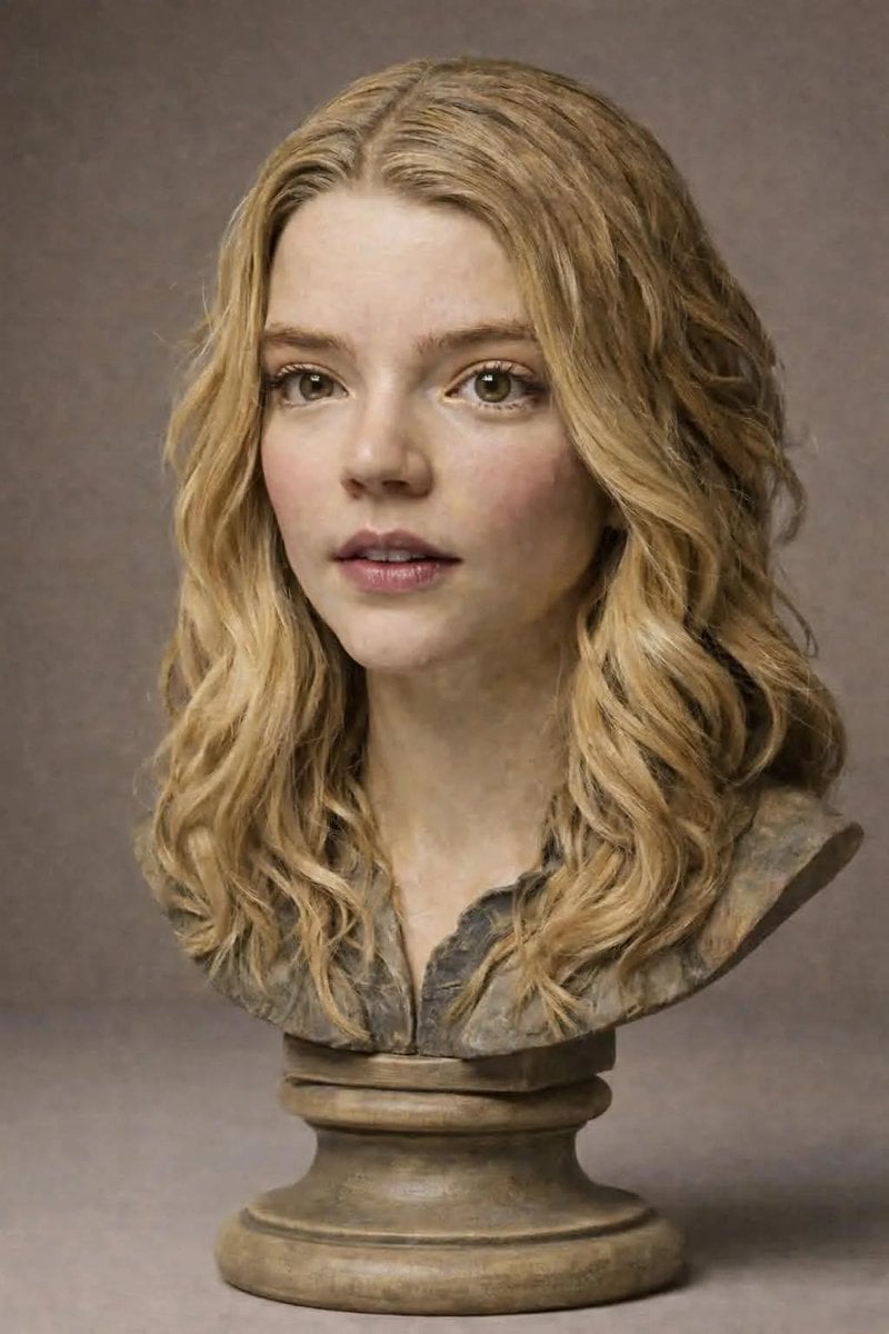 Polychrome Carved Wooden Sculpture Portrait