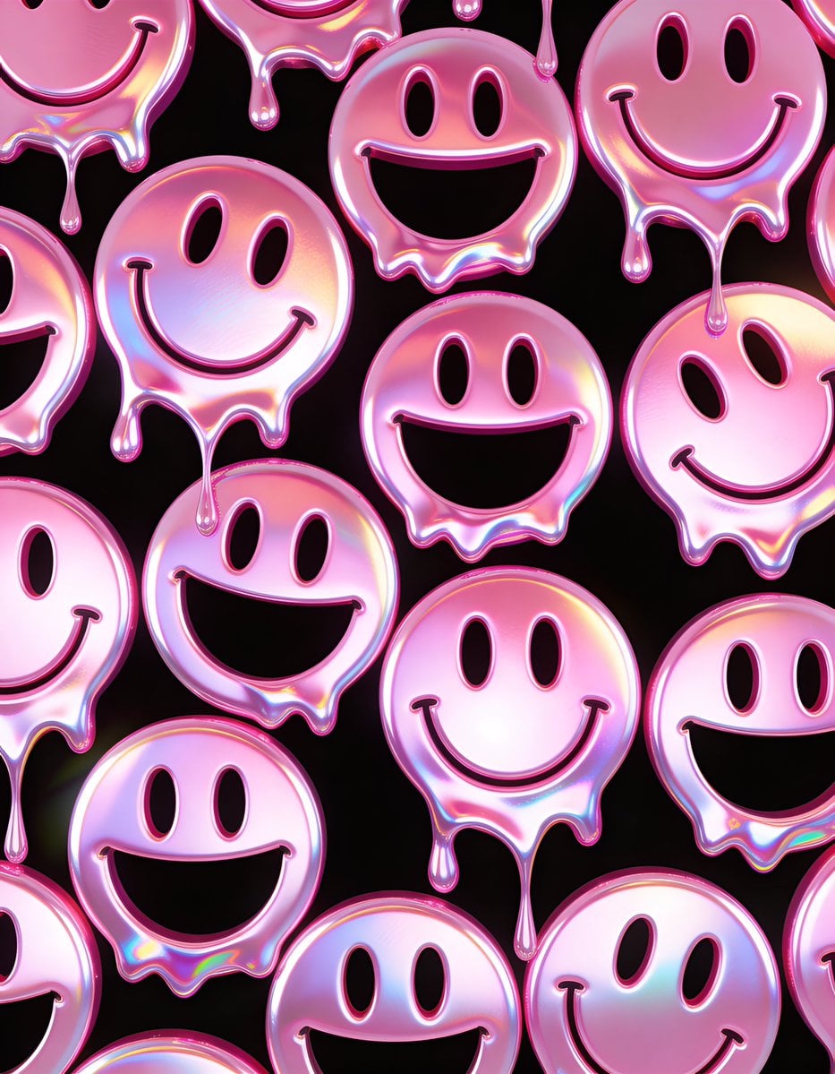 Melting Holographic Smiley Face Pattern Prompt