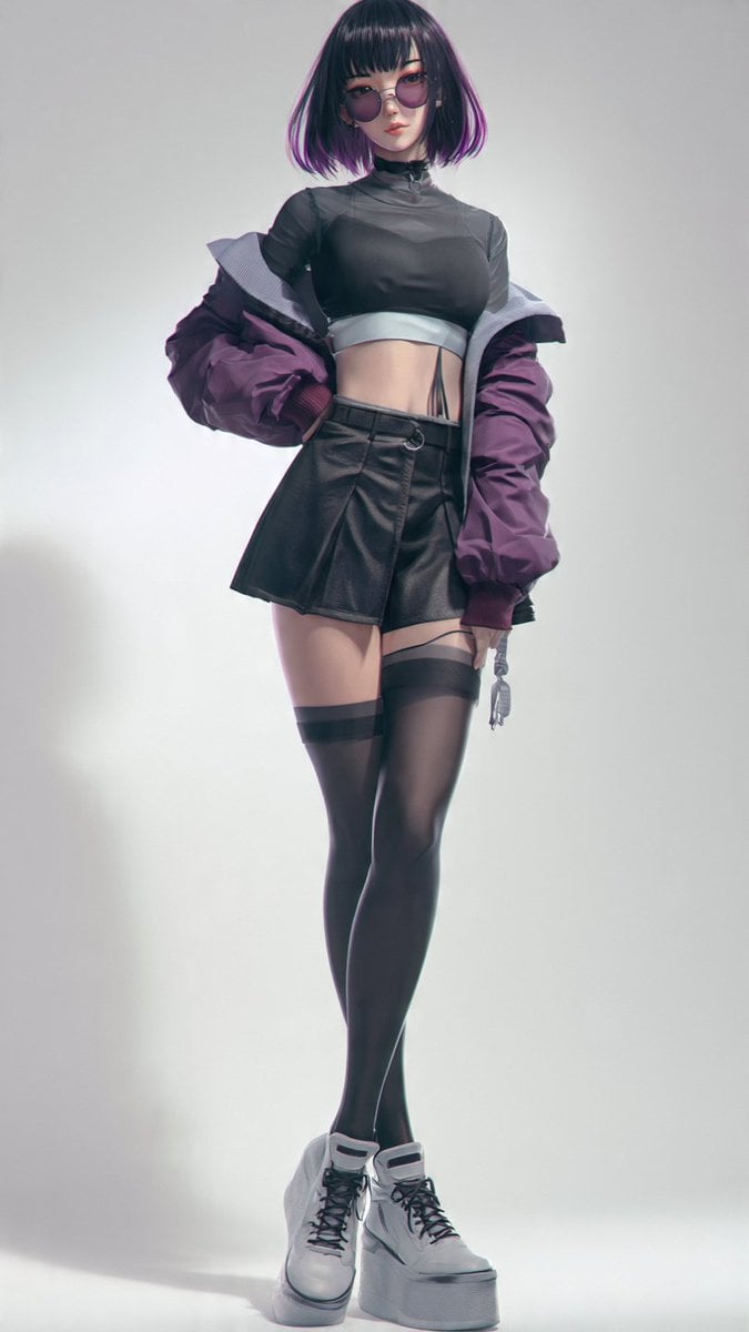 Anime Cyber Streetwear Full-Body Portrait