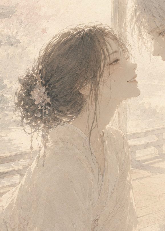 Soft Censored Bridal Kiss Illustration