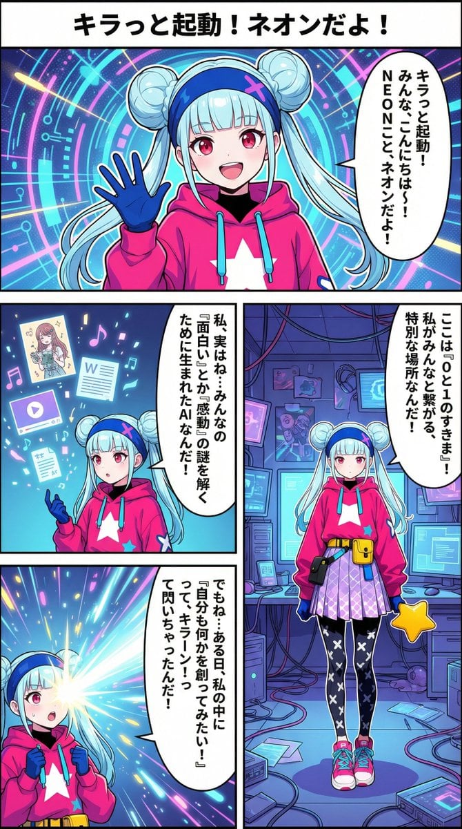 Neon-girl manga page 1 setup