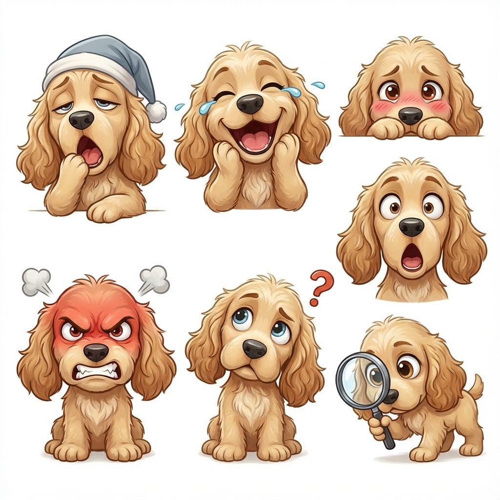Kid-Friendly Emotion Illustrations (Cartoon Dog)