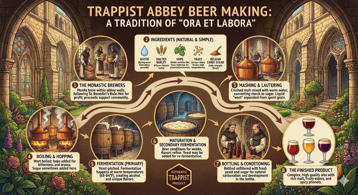 Infographic on Trappist Abbey Beer Making