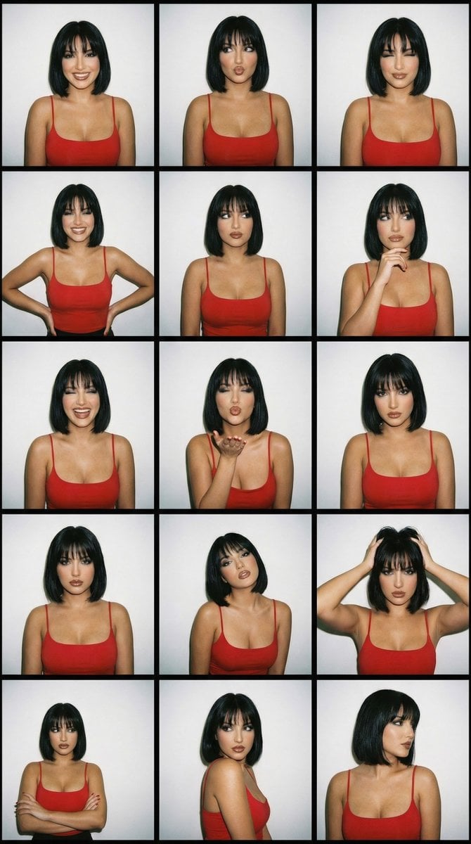 2000s Photobooth Contact Sheet Grid Prompt