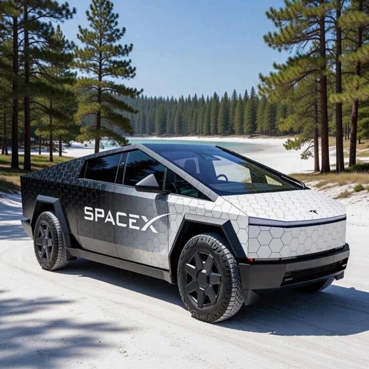 Cybertruck with SpaceX Starship Wrap