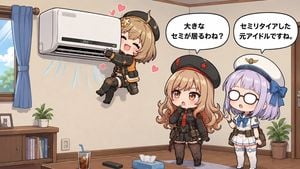 Chibi Girls Hugging Air Conditioner Comic
