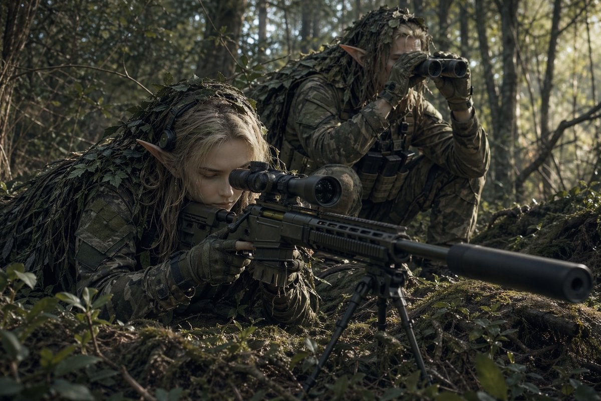 Elf Sniper Team in Forest Ambush