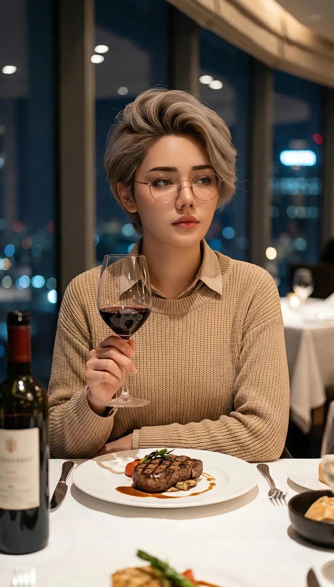 Cinematic Portrait in Fine Dining Restaurant