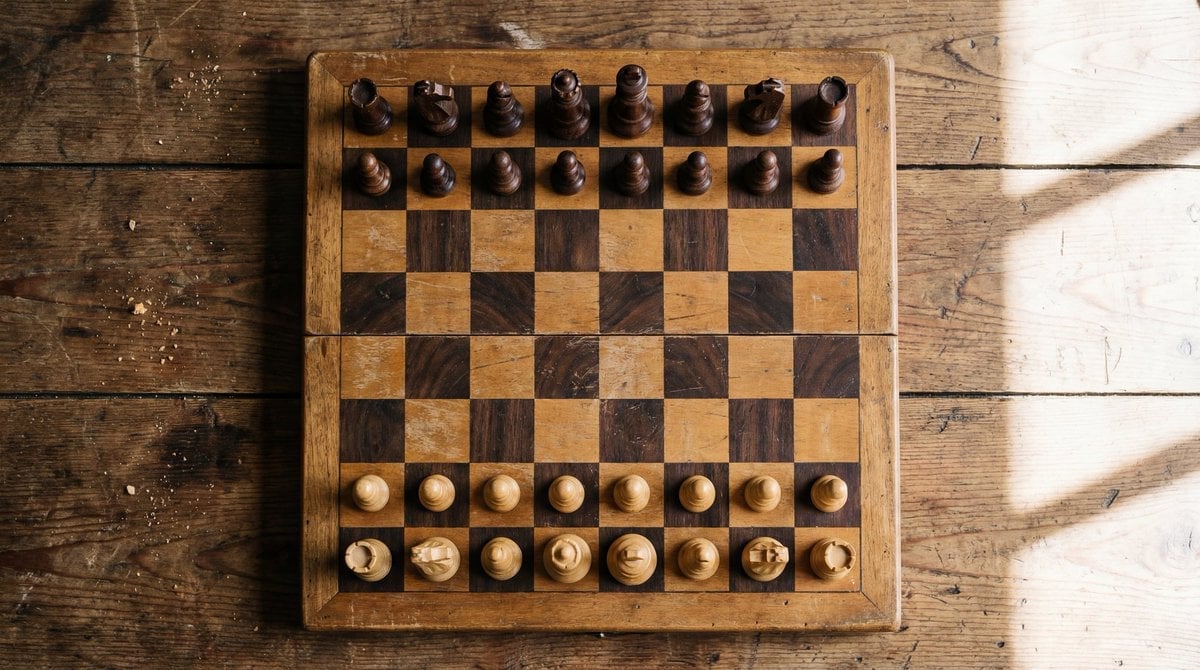 Top View of Chess Board in Starting Position