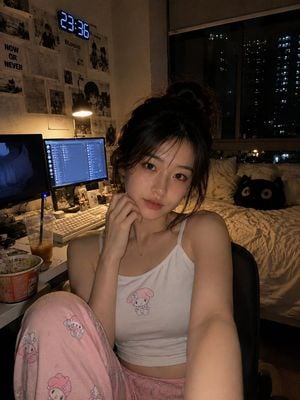 Cozy Late-Night Bedroom Selfie