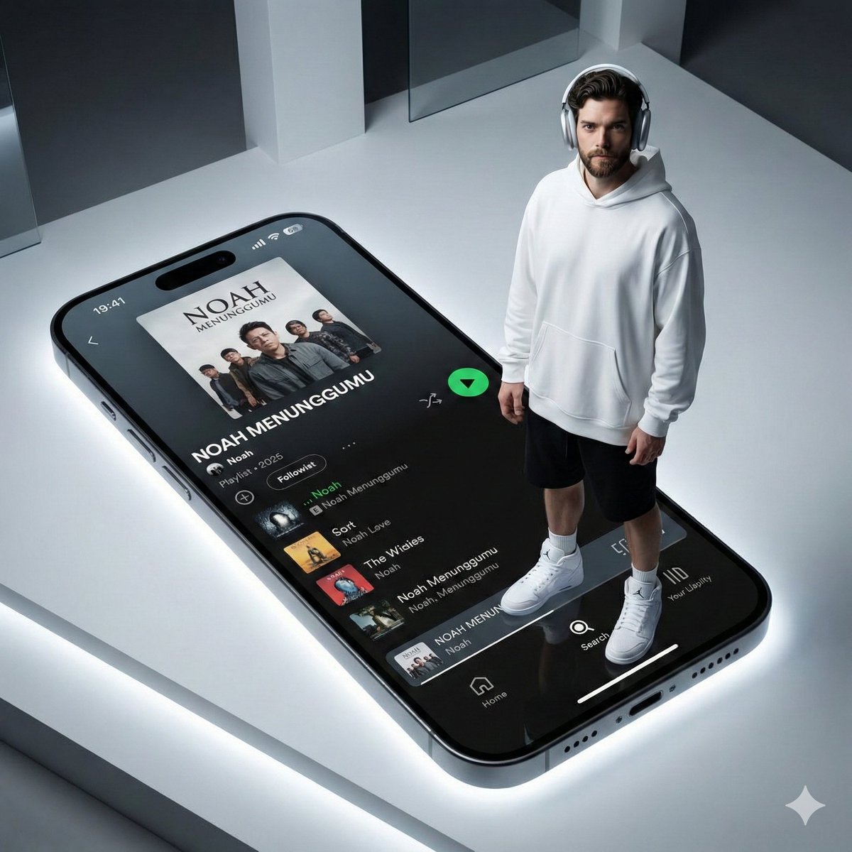 Futuristic Fashion Shot on Giant Smartphone Screen