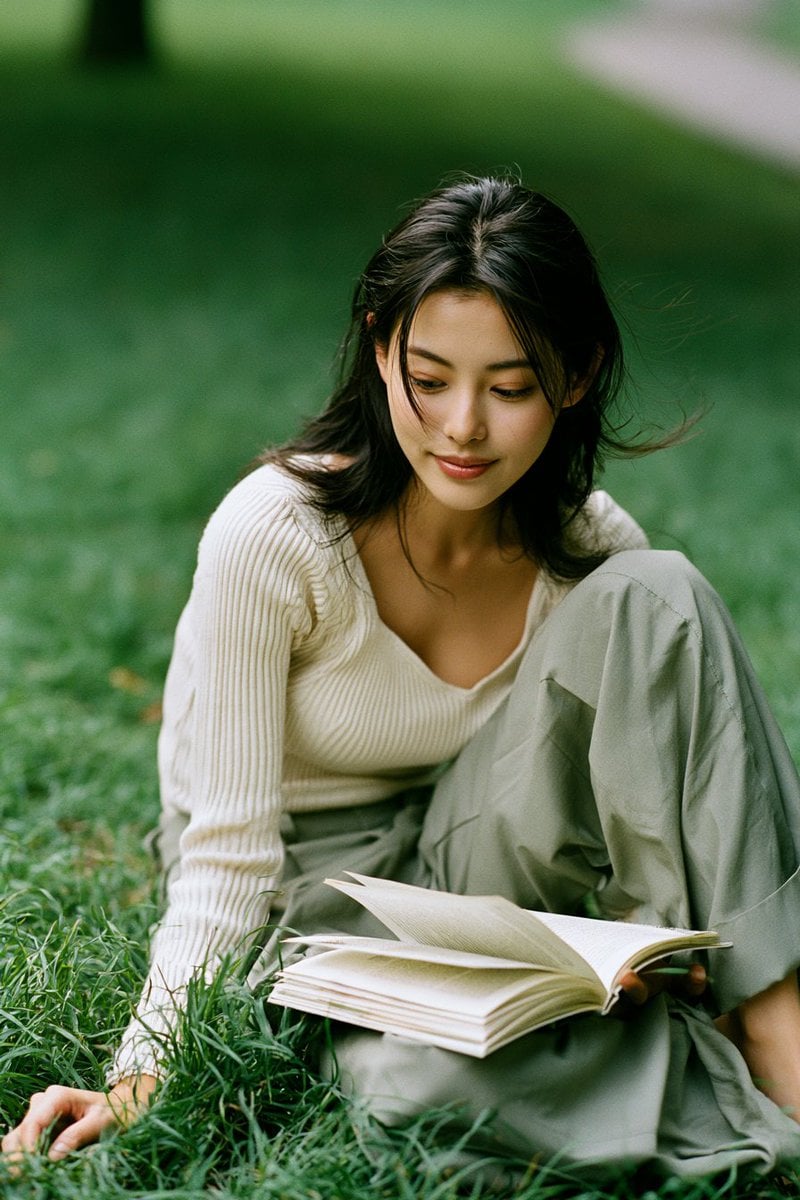 Candid Park Reading Portrait