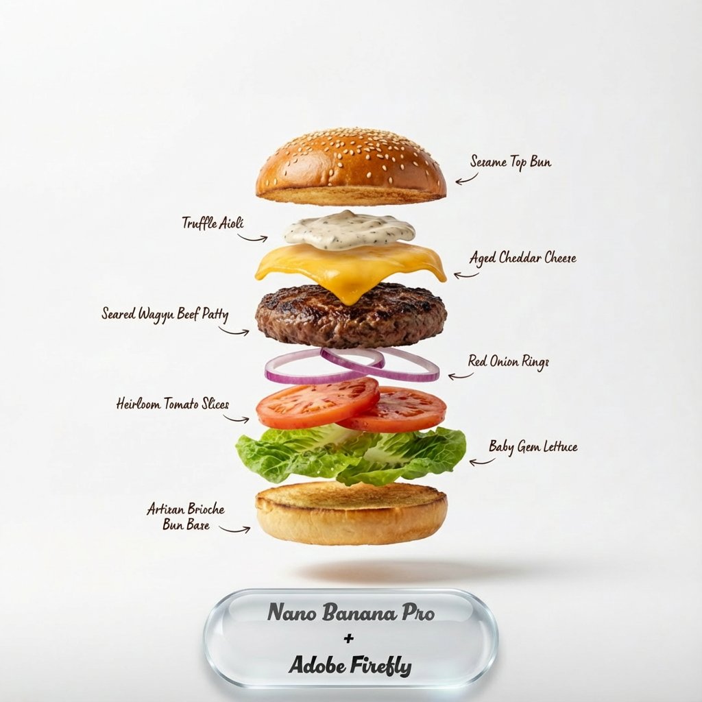 Exploding food photography prompt for Nano Banana Pro