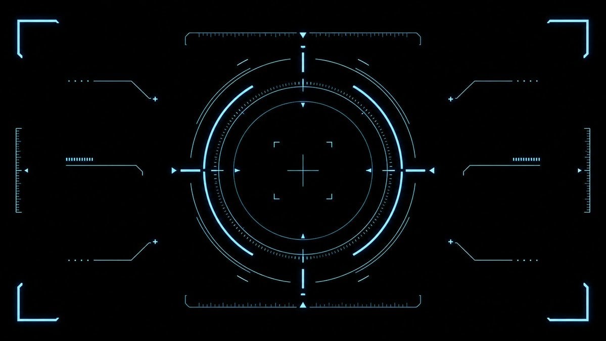 Cyan Sci-Fi HUD Reticle Overlay
