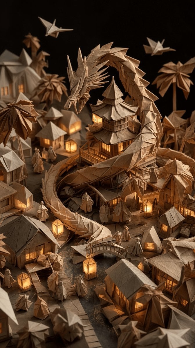 Origami Paper Miniature Village