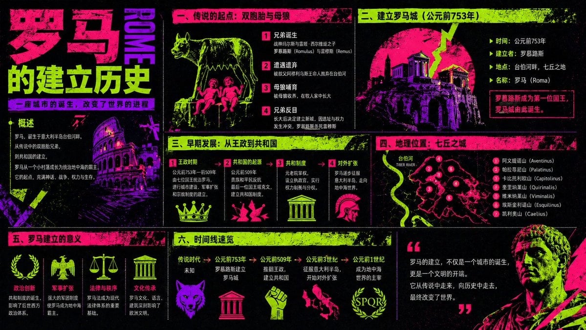 Neon Rome History Infographic