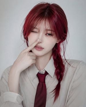 Crimson Braid Japanese Office Style Portrait