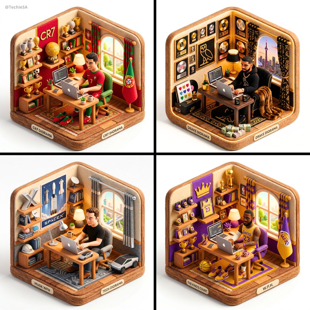 3D isometric diorama illustration of working from home at a desk