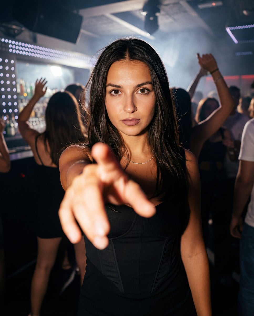 Nightclub Fashion Portrait with Forced Perspective
