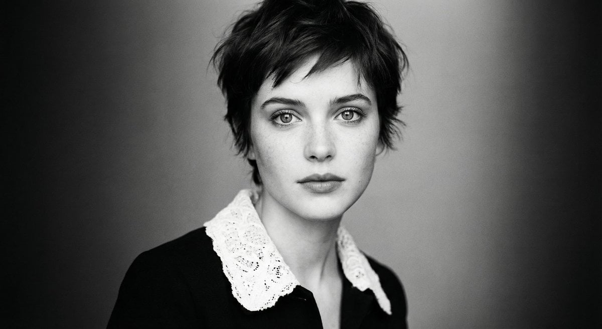 Monochrome cinematic portrait of young woman