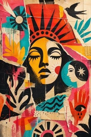 Weathered Folk Poster Collage