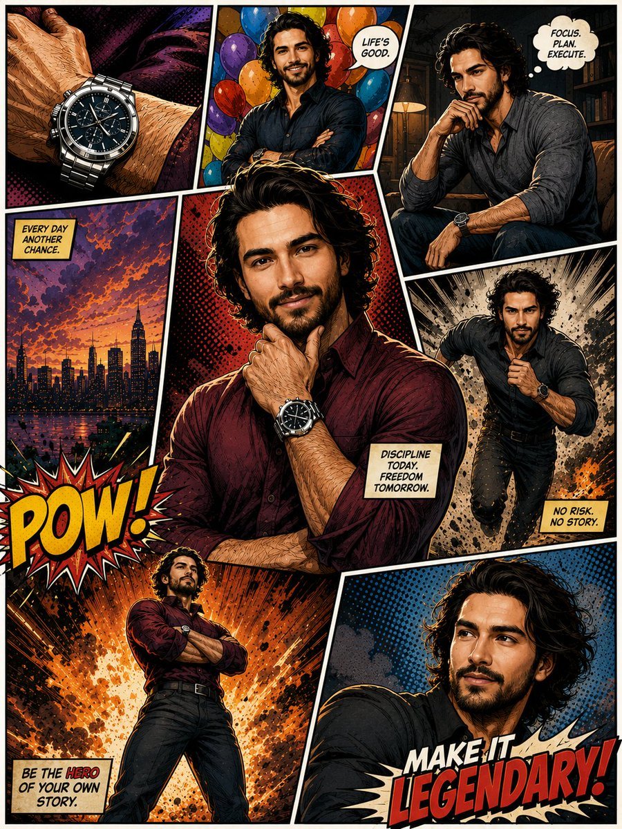 Hero Portrait Comic Multi-Panel Poster