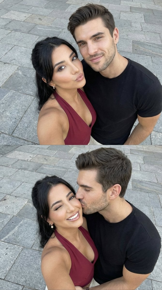 Photorealistic Couple Selfie Grid with Identity Lock