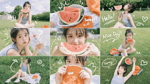 Summer Watermelon Doodle Collage