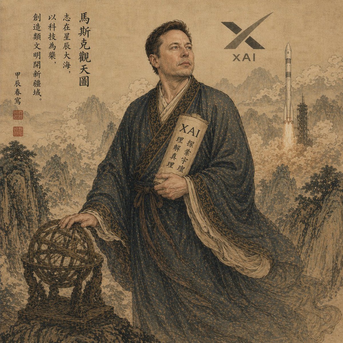 Classical Chinese Scholar with XAI Motif