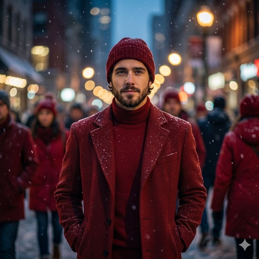 Cinematic Fashion Editorial Portrait in Winter Night