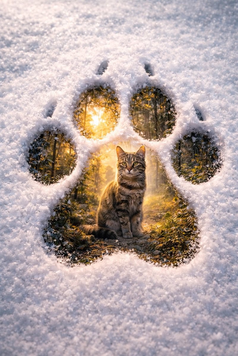 Surreal Pawprint Photo Manipulation Template