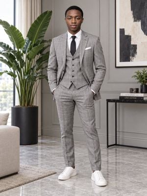 Formal Plaid Suit Fashion Portrait