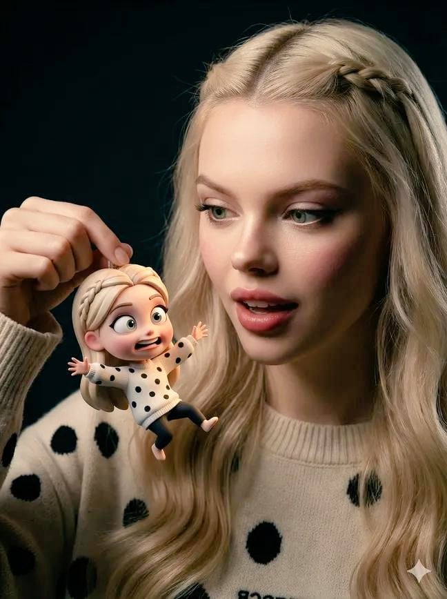 Ultra-Realistic Person Holding Tiny Cartoon Self