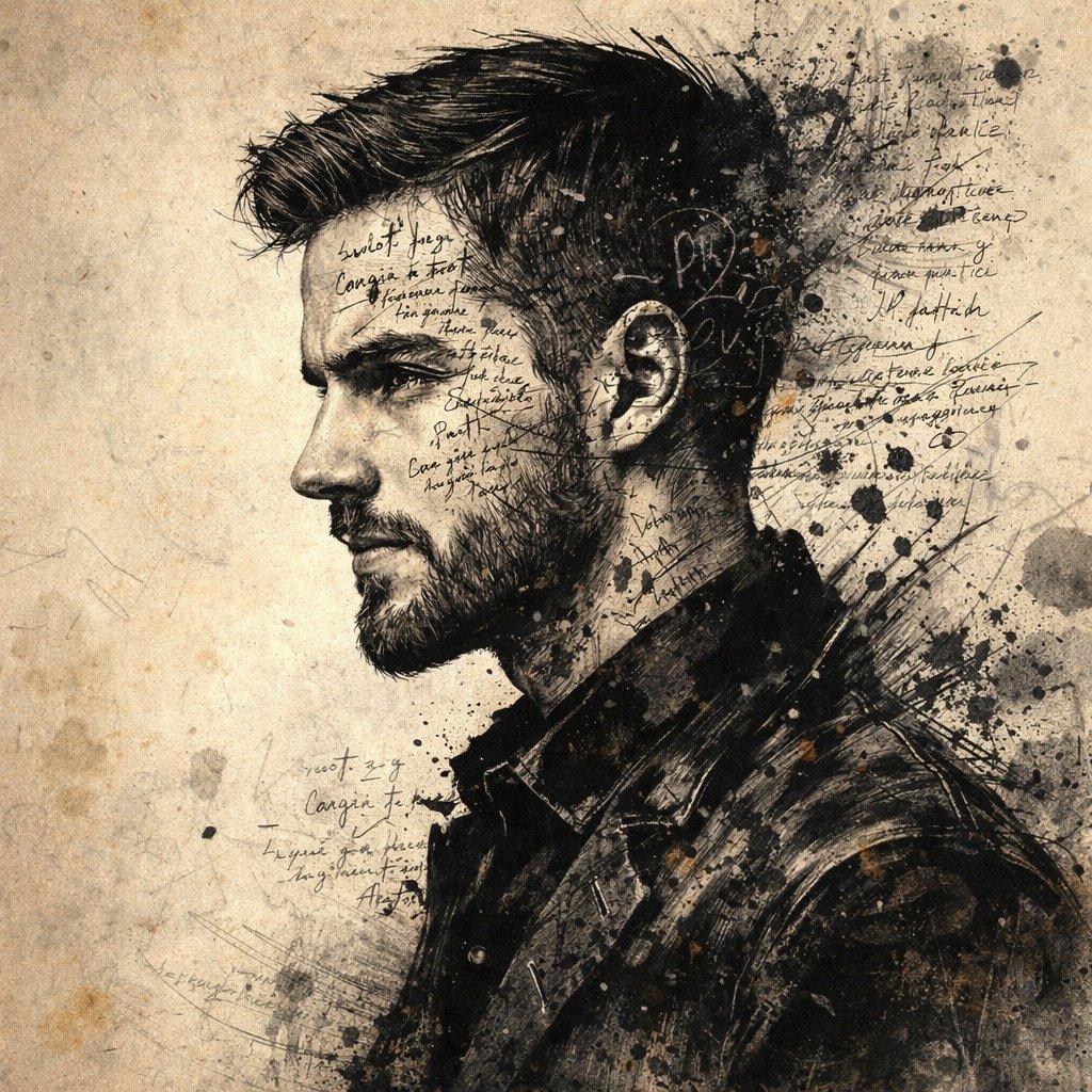 Intense Ink Sketch Portrait with Face Likeness