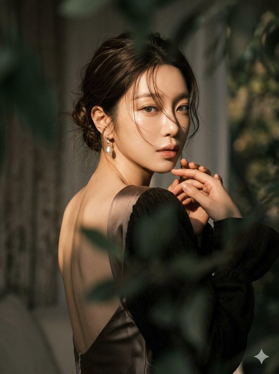 Moody, ethereal cinematic portrait of a woman with a dramatic