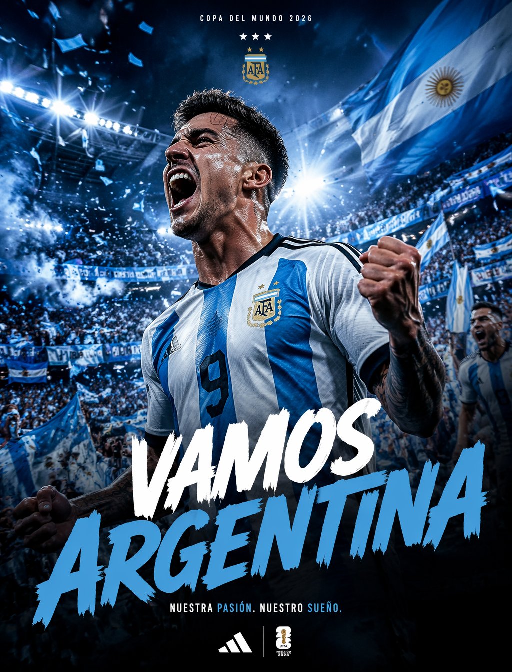 Argentina Vamos Diagonal Fan Poster