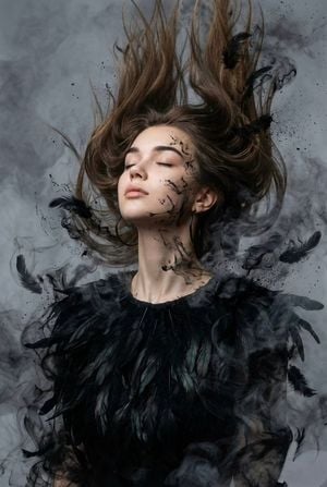 Dark Ethereal Raven Feather Portrait