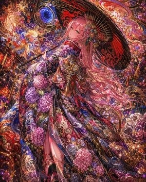 Ornate Kimono Anime Woman