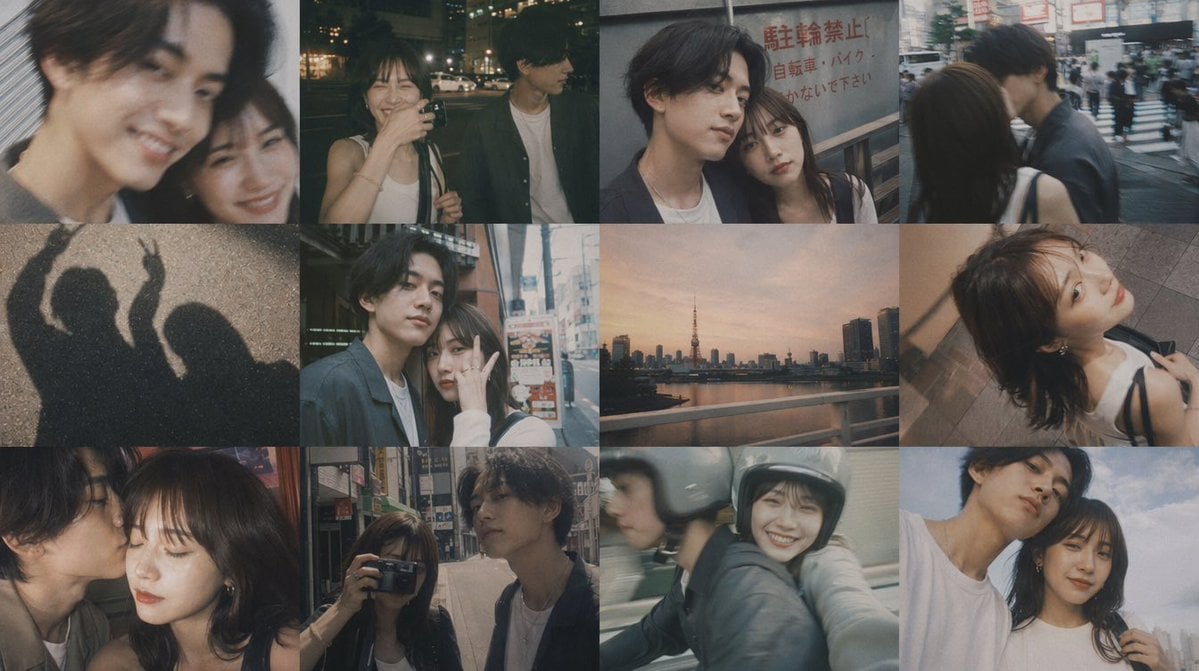 Romantic Tokyo Couple Photo Collage