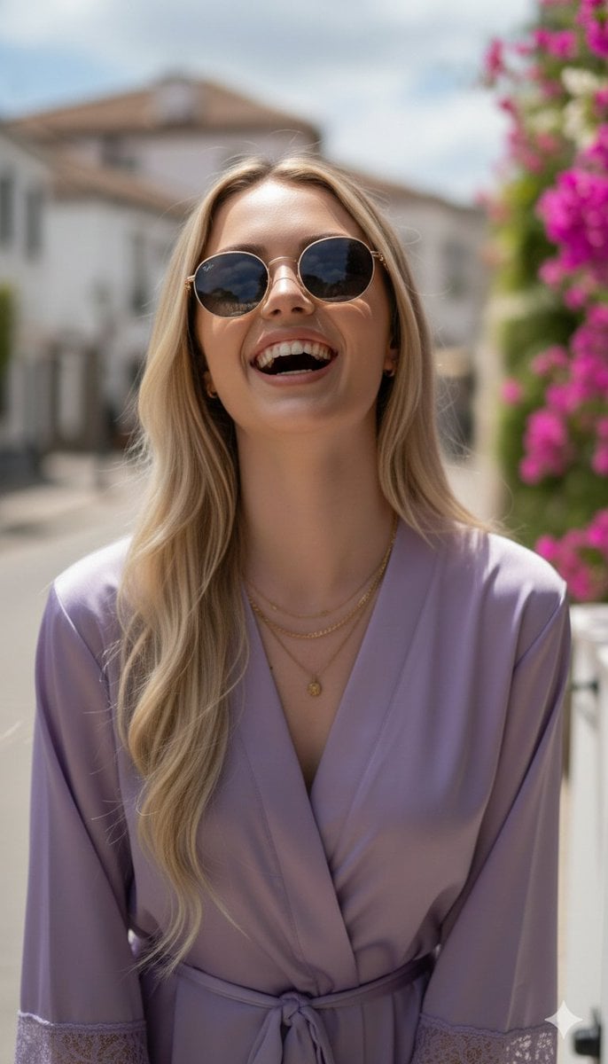 Photorealistic Portrait in a European Street with Bougainvillea