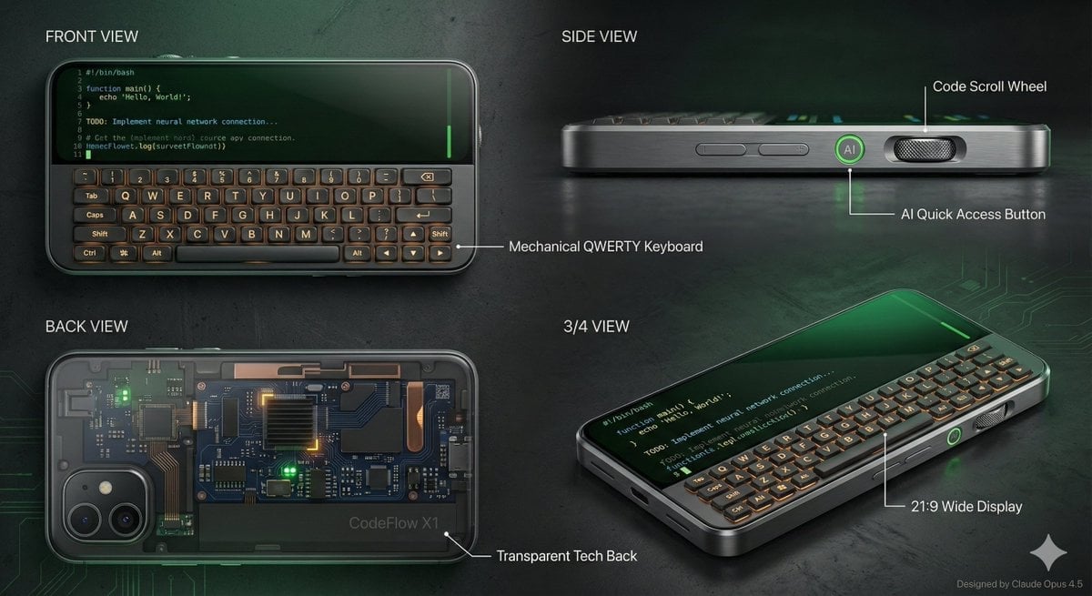 Vibe Coder Keyboard Phone Design Task