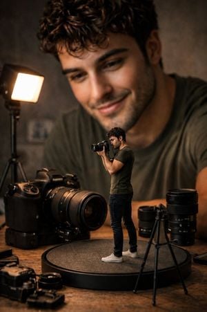 Miniature Photographer Macro Studio Scene