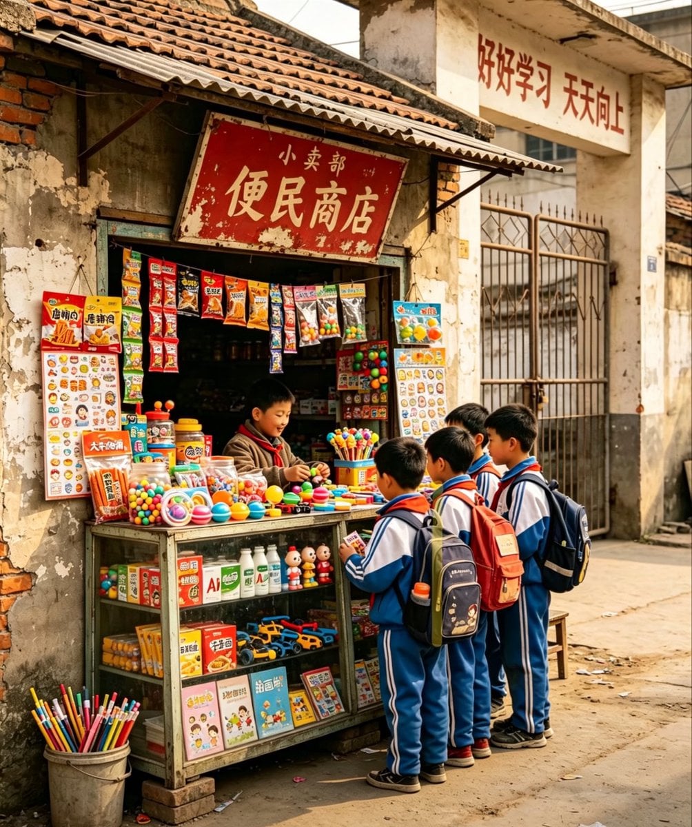 Nostalgic Chinese School Shop Scene